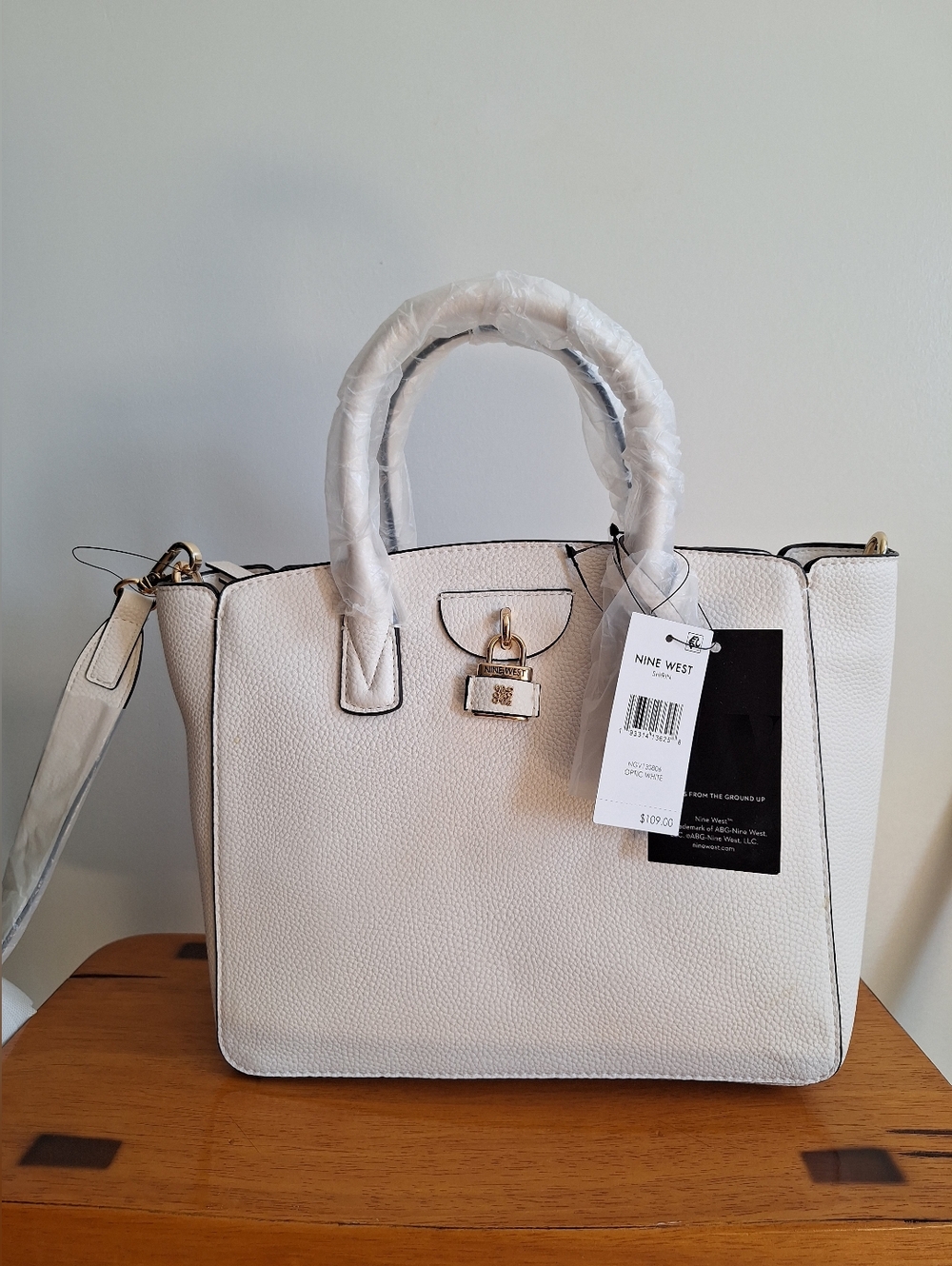 NINE WEST  Women's Shirin Mini Satchel Handbag Color White